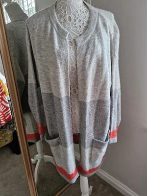 ladies size 14 Long Sleeved Open Front CARDIGAN By TU IN GREY And Orange... - Image 1 of 4