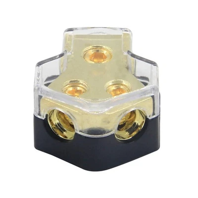 RKURCK 2 Way Power Distribution Block, 0/2/4 AWG Gauge in, 4/8/10 Gauge Out, Car Aud...