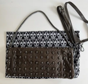 Thomas Wylde Skull Studded Leather Bag Convertible Clutch Crossbody Rare - Picture 1 of 23