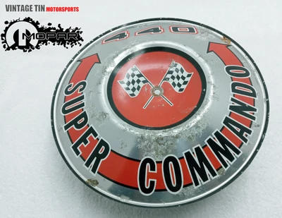 Used OEM Mopar Red 440 Super Commando Air Cleaner Pie Tin ID Plate Foto 1 de 2