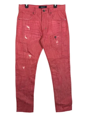 Pantalones de mezclilla Akoo Delinquent No Rivals para hombre talla 32 rojos medidas 34x30 Foto 1 de 4