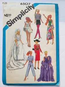 Vtg Sewing Pattern Clothes for 11.5" Fashion Dolls like Barbie, Simplicity 6507 - Picture 1 of 8