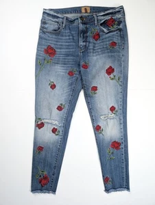 Driftwood Audrey Distressed Embroidered Roses Stone Wash Jeans Women's Size 29 - Bild 1 von 7