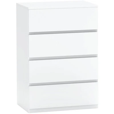 HOMCOM Bedroom Chest of Drawers, 4 Drawers Dresser, Drawer Unit, White - Image 1 of 4