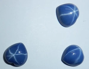 Blue Star Sapphire Heart 10x10 mm Cabochon 6 Rayed Lab-created Opaque 3 pcs Lot - Picture 1 of 12
