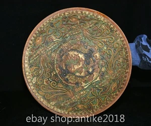 12" Old Chinese Tangsancai Porcelain Dynasty Palace Phoenix Flower Bowl Dish - Picture 1 of 11
