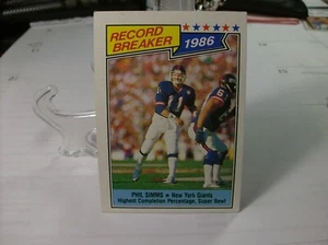 1987 Topps Football #8c - Phil Simms RB, VAR - New York Giants 87-007 - Picture 1 of 2