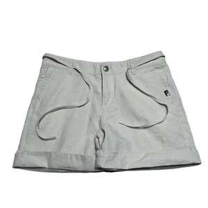 The North Face Destination Shorts Womens Size 4 Beige Striped Linen Blend Cuffed - Picture 1 of 6