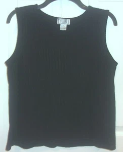 Womens JENNIFER MOORE~BLACK Tank TOP SHELL~size LARGE~NEW~Top~JM COLLECTION - Picture 1 of 4