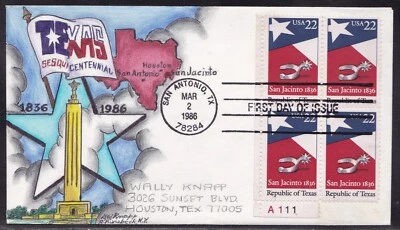 SCOTT 2204 TEXAS DOROTHY KNAPP HAND PAINTED FIRST DAY COVER FDC - Image 1 of 2