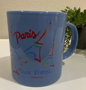 Staffordshire England Tableware Coffee Tea Mug Cup Tour Eiffel Tower Paris Blue - Picture 1 of 6