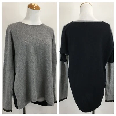 Suéter Pullover VINCE Gris Negro Colorblock 100% Cachemira Tejido Para Mujer Talla Pequeña Foto 1 de 4