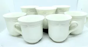 Mikasa French Countryside F9000 Set/ 7 Flat Tea Cups 8.5 oz 3.5" White/Cream EUC - Picture 1 of 10