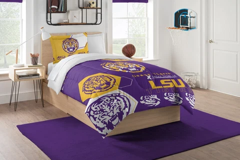 LSU Tigers Twin Bedding (Hexagon) OFFICIAL NCAA Cover