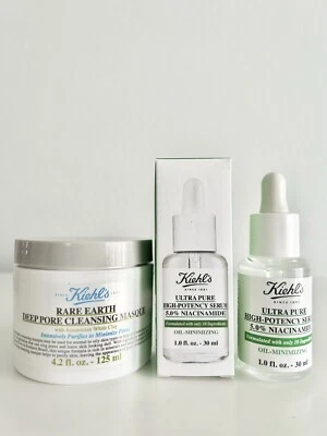 Kiehls Rare Earth Deep Pore Cleansing Mask & 5% Niacinamide Serum Brand New - Image 1 of 4