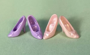 Barbie Shoes Heels Light Pink & Lavender w/ Bows Vintage 1990's Lot of 2 Pairs - Bild 1 von 3