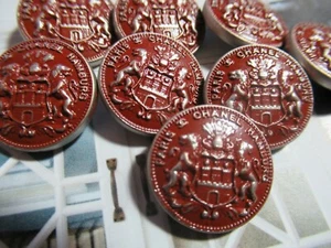 CHANEL 8 SILVER TONE METAL RED COLOR BUTTONS CC LOGO 18 MM NEW LOT 8 - Picture 1 of 4