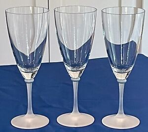 3 Daniel Hechter MCM Austrian Crystal Water Goblet Wine Glasses Gray Ring Stem