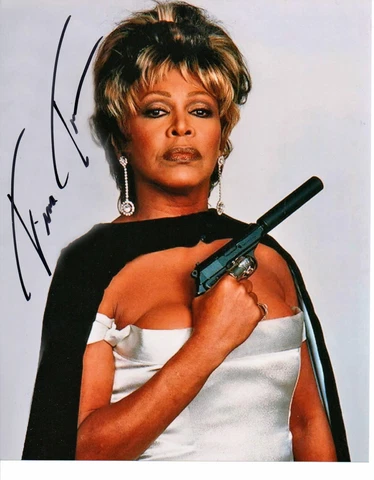Hand Signed Tina Turner Goldeneye James Bond 10x8 Photo Autograph Sticker Coa Cover