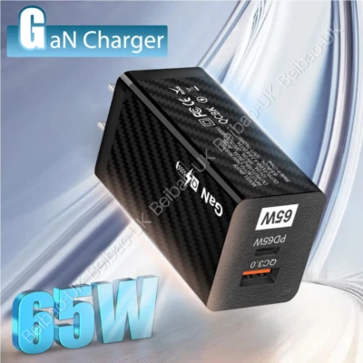 65W GAN USB Type C Charger QC 3.0 PD Fast Charger For Laptop Tablet Mac US Plug - Image 1 of 4