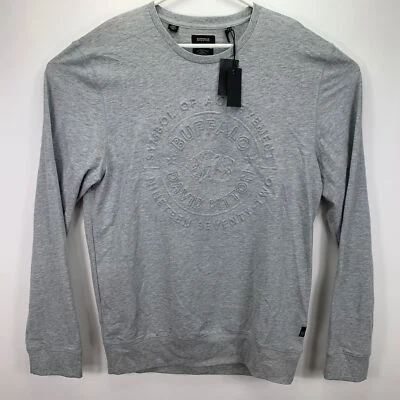 Buffalo David Bitton Mens Fabriano Embossed Crewneck Sweatshirt Gray S - Image 1 of 3