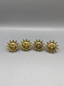 Vintage Brass Sun Face Celestial Napkin Rings Holder Set of 4 Sunshine Boho