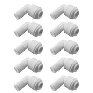 10 Pack Quick Connect Fittings 1/8" Male Pipe Thread x ¼" John Guest-Style Elbow - Picture 1 of 4