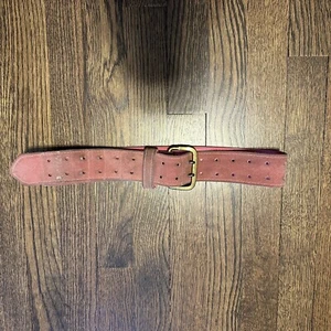 Vintage Pink Suede Two Print Belt 2” 37.5” Long - Picture 1 of 3