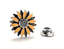 Sunflower Pin Black Yellow Enamel Pin Silver Bands Lapel Pin Traditional Luck