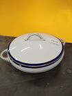 Antique Cauldon England Round Footed Tureen White Blue Gold Soup China Sauce