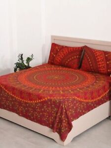 Home Bedsheet Flat Sheet Indian Comfortable Mandala Bedspread With Pillow Cover