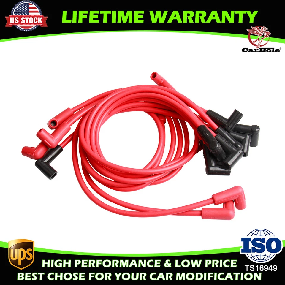 Juego de cables de bujía de 8 mm 4048 para Chevy 350/400 SBC Buick Pontiac 5,0 L/5,7 L/6,6 L Foto 1 de 4