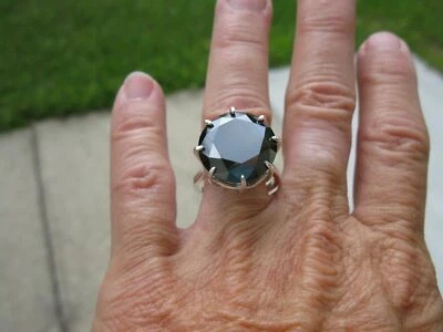 13.45ct 100% NATURAL BLACK DIAMOND RING,FREE DIAMOND TESTER,CERTIFICATE, SIZE 8 - Image 1 of 4