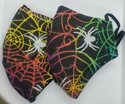 2 Pk- Colorful Glittery Spiders Facemask - Image 1 of 3
