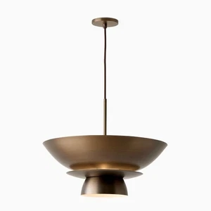 1950's Mid Century style Brass Ceiling Chandelier Round Deep Style By LD - Picture 1 of 9
