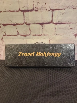 Travel Mahjongg Set With Thin Tiles & Accessories In Black Snake Skin Case - Image 1 of 4