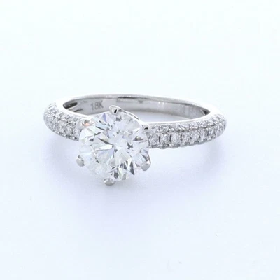 2 3/4 CT F SI2 Round Cut Natural Certified Diamonds 18k Gold Side-Stone Ring - Image 1 of 2