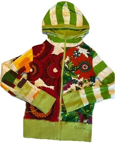 Desigual Jacket Girl long Sleeve Zip Hooded Size 9/10 Flowers - Picture 1 of 10
