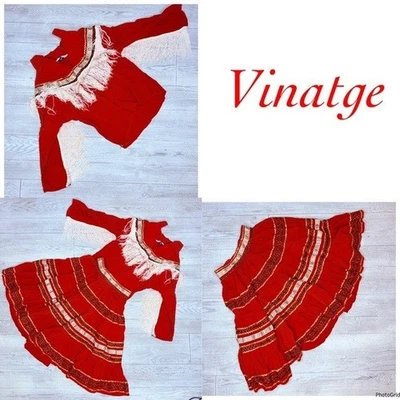 Camisa/saia franja vintage cigarron 1950 estilo mexicano linha dança faroeste - Imagem 1 de 4