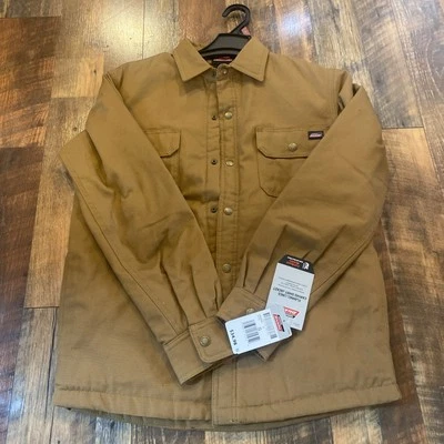 Genuine Dickies Mens Flannel Lined Canvas Shirt Jacket Brown S/P NWT - Image 1 of 4