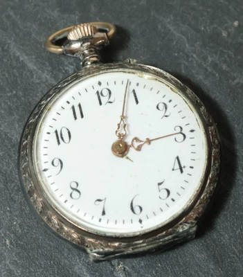 Alte silberne Taschenuhr Damentaschenuhr Uhr Uhren Silber 800 Damenuhr silver - Bild 1 von 4