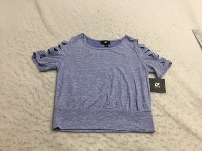 NUEVA IZ Byer Camisa Mujer M Mediana Azul Cambray Corte Mangas Cortas Slv Foto 1 de 4