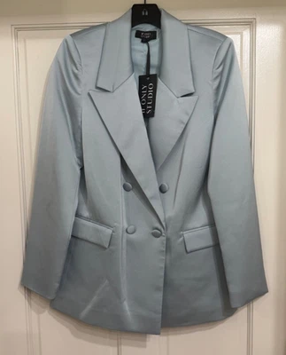 NUEVO con etiquetas If Only Studio Chaqueta/Ablazer Azul Satinado Talla 6 Foto 1 de 4
