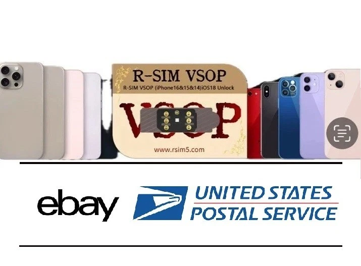 RSIM VSOP Unlock Sticker for iPhone 16/15/14/13/12/11/X/8 on iOS 17.x - 18.3 - Image 1 of 1