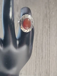Cti Mexico Carnelian Engraved Sterling .925 Size 6 Ring - Picture 1 of 3