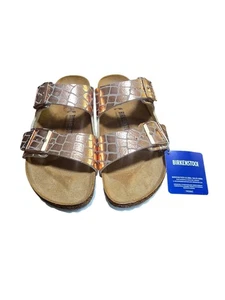 Birkenstock Arizona Gator Gleam Copper Rose Gold Women’s Sandals, US 10/ EU 41 - Picture 1 of 5