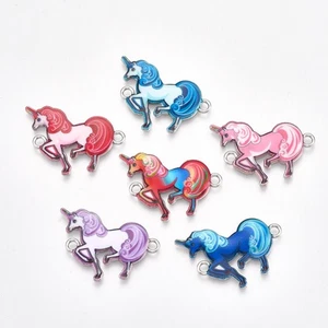 10 Mixed Magical Unicorn Shaped Silver Tone Connector Pendants - Picture 1 of 3