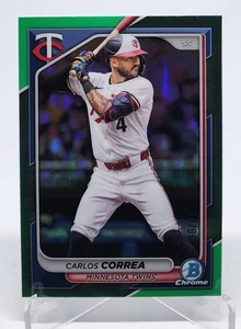 2024 Bowman Chrome Carlos Correa Green Refractor 17/99 Minnesota Twins #53 - Picture 1 of 2