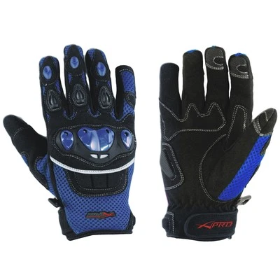 Gants Textile Motard Moto Inserts Mesh Ventilations Stretch Reflechissant Bleu - Photo 1/2