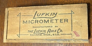 Vintage Lufkin Micrometer Caliper One Inch 1911 Wooden Box - EMPTY - Saginaw, MI - Picture 1 of 11